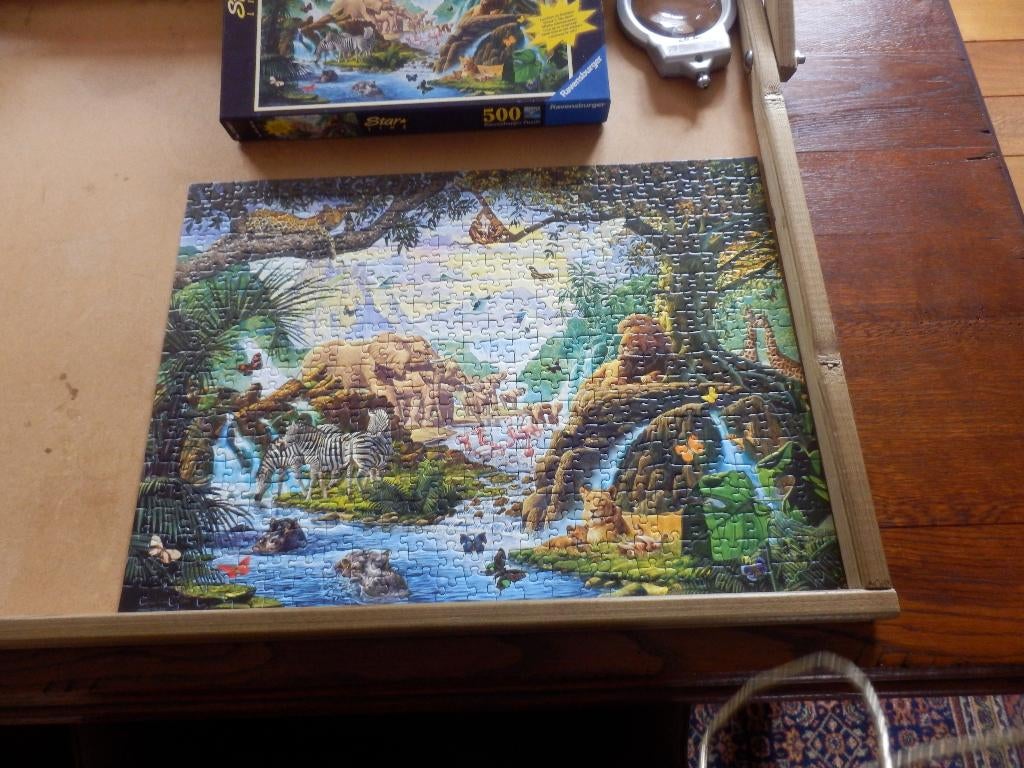 Ravensburger puzzel"Animals At The Waterhole-Starline Puzzle, Ophalen of Verzenden, 500 t/m 1500 stukjes, Zo goed als nieuw, Legpuzzel