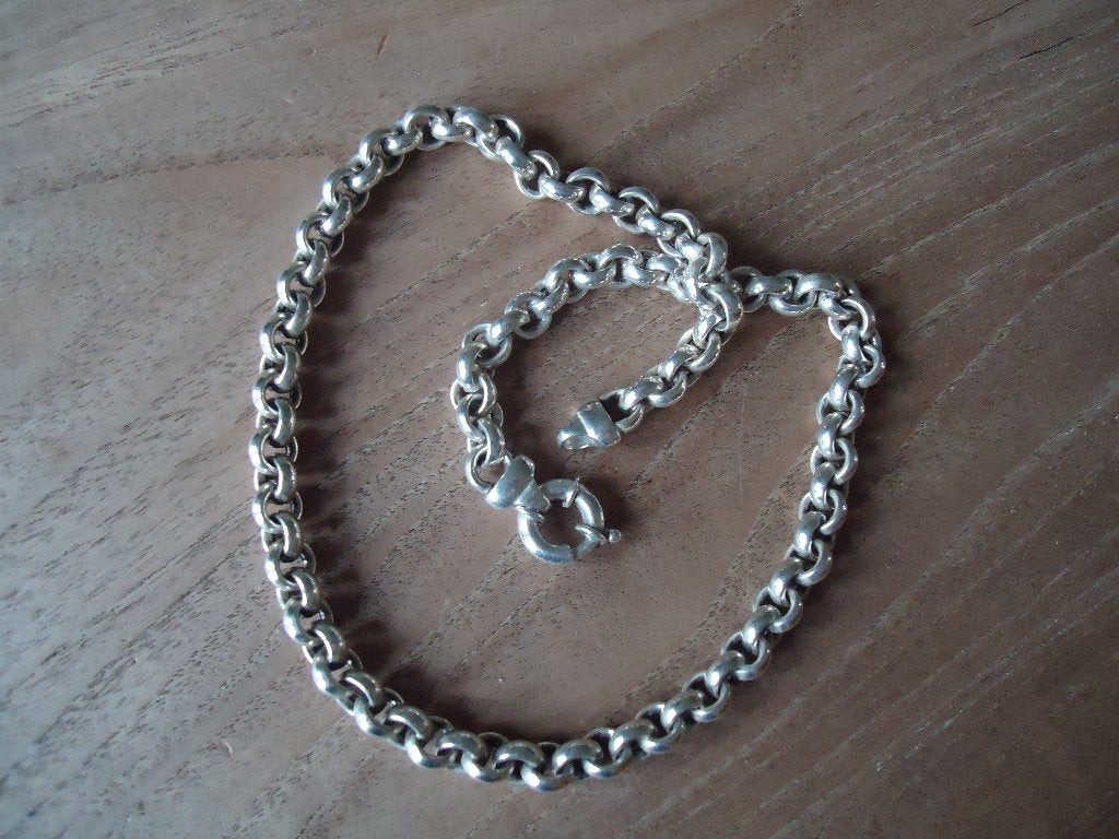 mooie echt zilveren jasseron ketting met groot slot 50 cm, Ophalen of Verzenden, Zo goed als nieuw, Zilver, Zilver