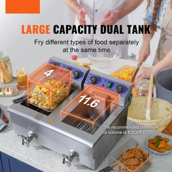 Frituurpan - Dubbele tanks - Commerciële Elektrische Frituur, Corvance B.V., Verzenden, Nieuw, Corvancebol@gmail.com