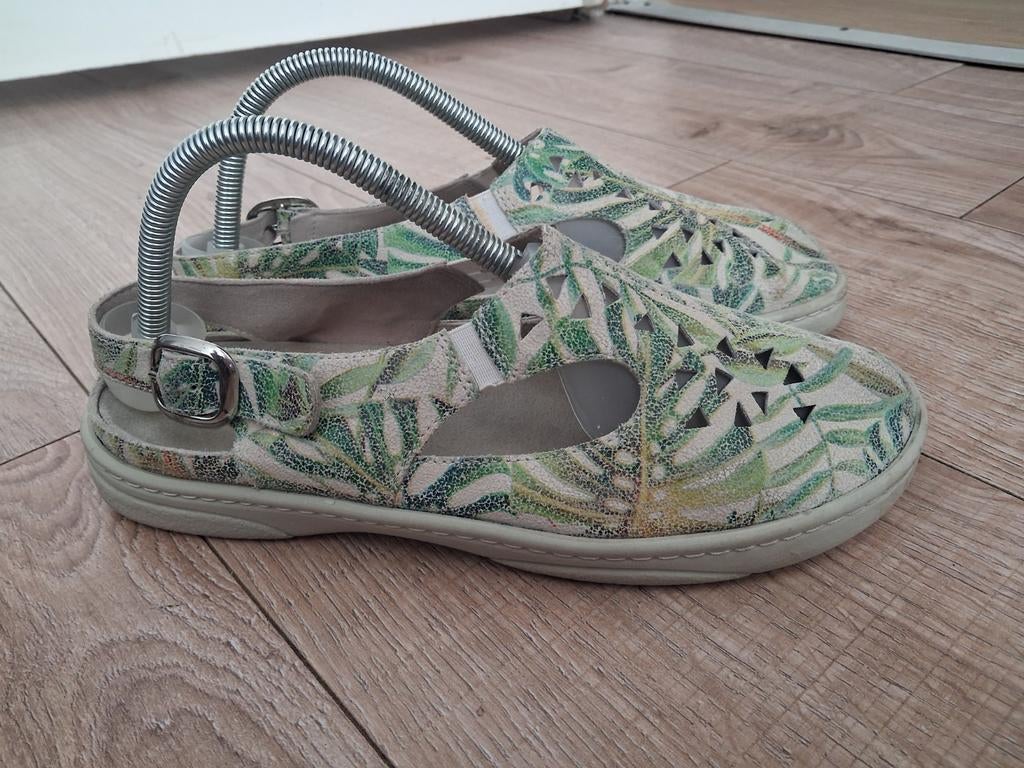 Helvesko sandalen met tropische print Maat 40, Kleding | Dames, Schoenen, Helvesko, Gedragen, Groen, Sandalen of Muiltjes
