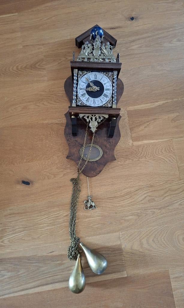 Antieke Zaanse wandklok met gewichten, Antiek en Kunst, Ophalen