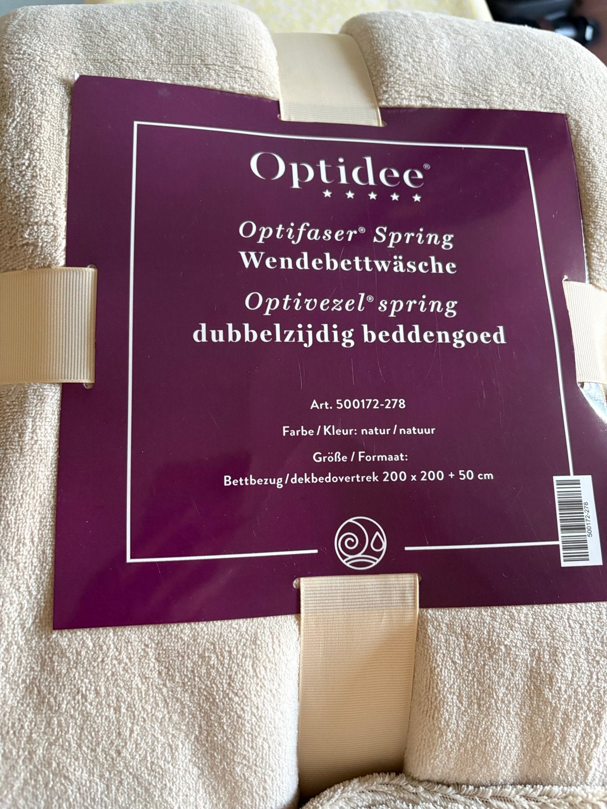 Optidee Spring dubbelzijdig dekbedovertrek, Verzenden, Beige, Dekbedovertrek, Nieuw