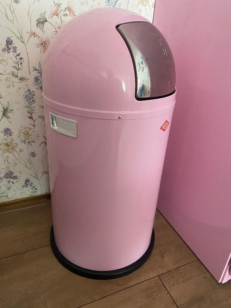 Wesco prullenbak 50 liter roze, Ophalen, Kunststof, 40 liter of meer, Zo goed als nieuw