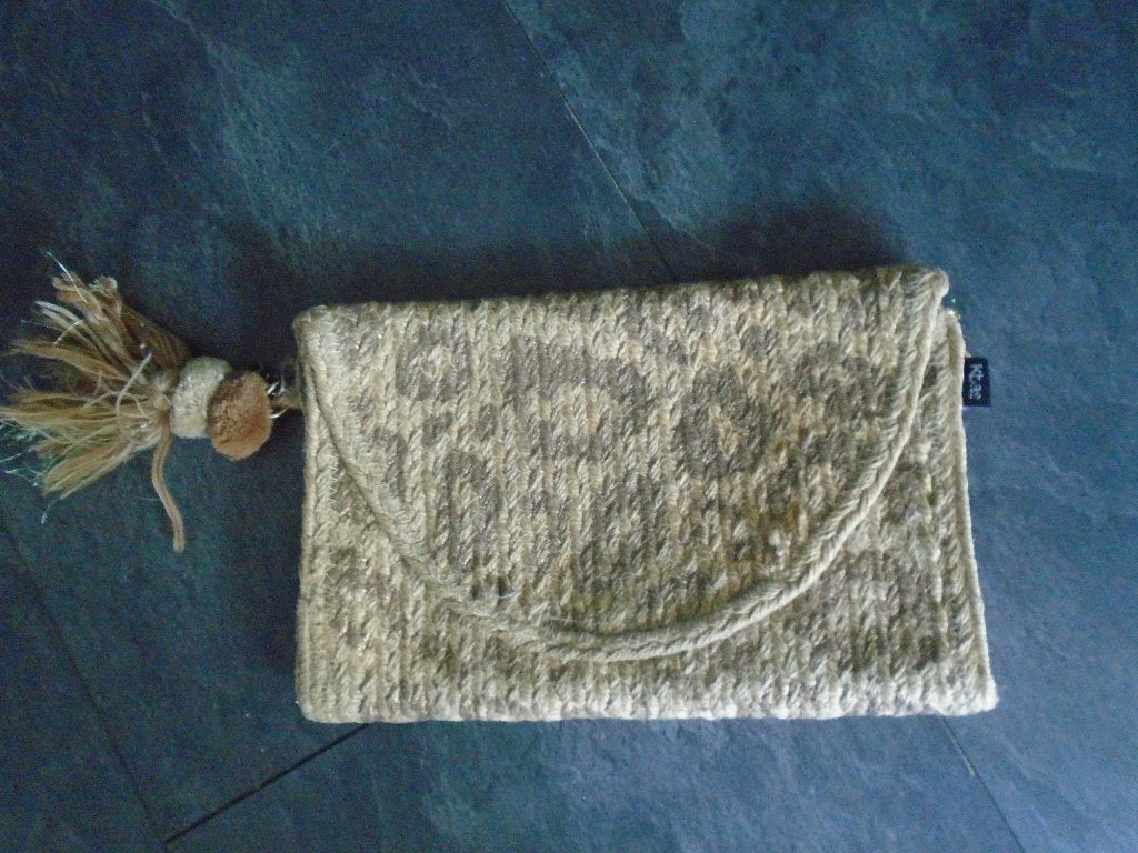 Kbas Clutch Yute Jutte Tasje - Beige/Bruin Gevlochten, Sieraden, Tassen en Uiterlijk, Beautycases, Verzenden, Gebruikt, Beige