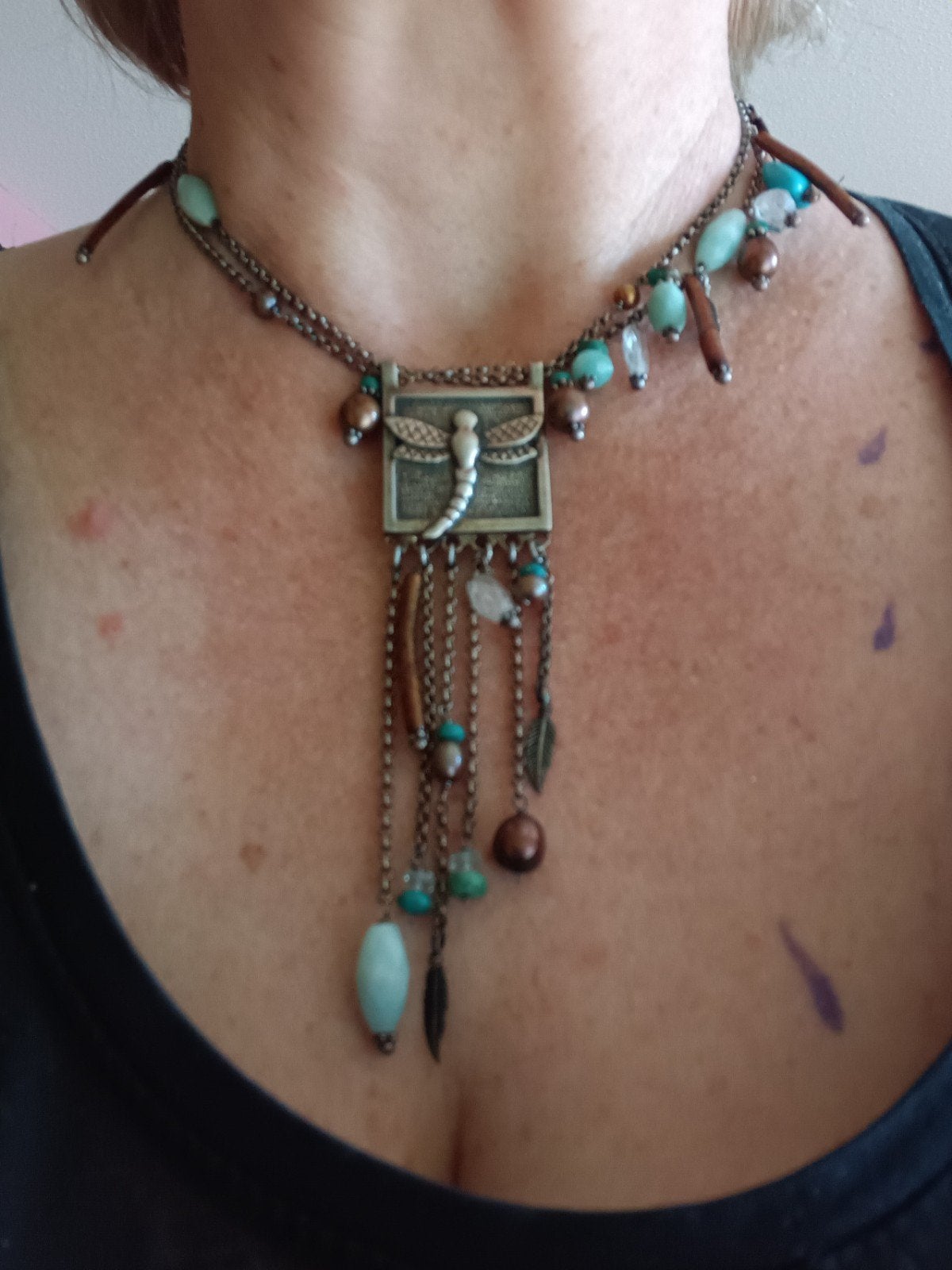 Rabinovich ketting met edelstenen, Sieraden, Tassen en Uiterlijk, Kettingen, Blauw, Ophalen of Verzenden, Zo goed als nieuw, Met edelsteen