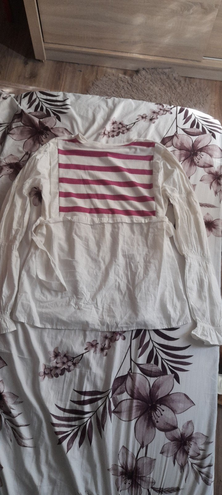 Witte blouse met roze strepen en lange mouwen, Maat 38/40 (M), HARDER, Verzenden, Wit