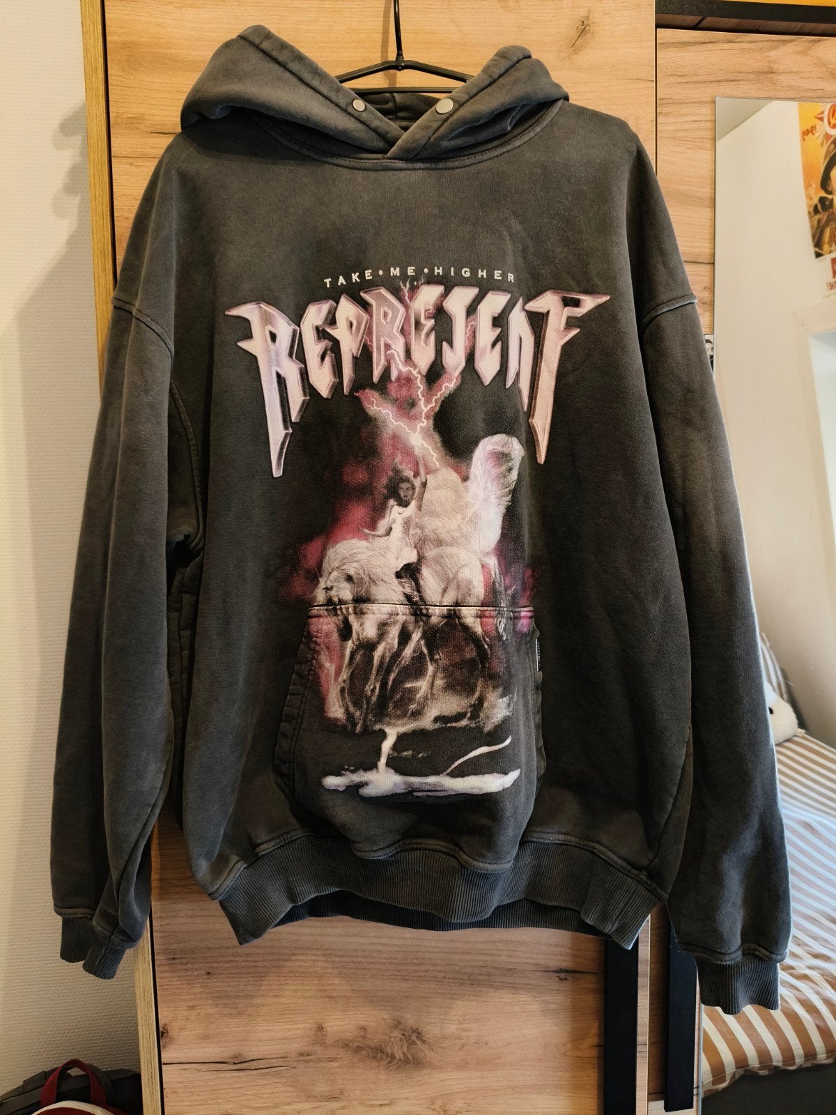 Represent Take Me Higher Hoodie - Vintage Grijs/Zwart - M, Ophalen of Verzenden, Represent