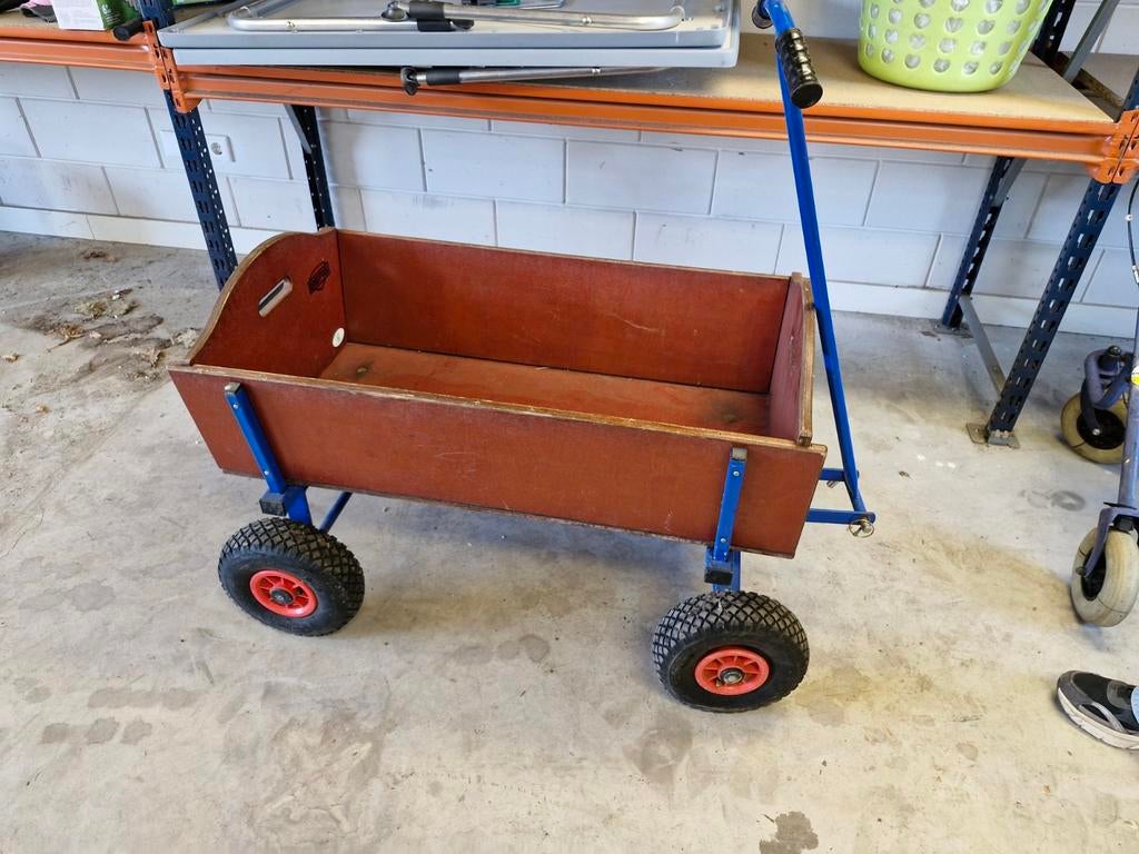 Houten bolderkar met blauw frame, Ophalen of Verzenden