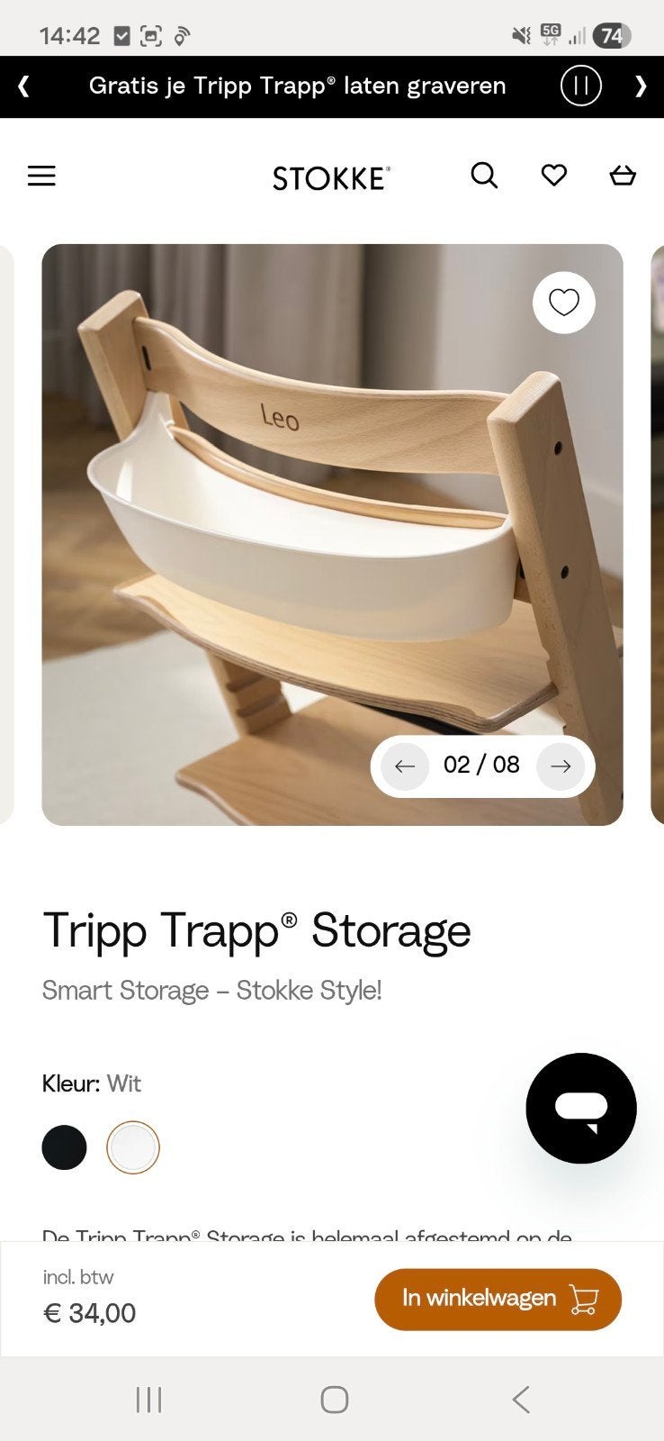 Originele Stokke opbergbak, Storage, Ophalen of Verzenden, Meegroeistoel