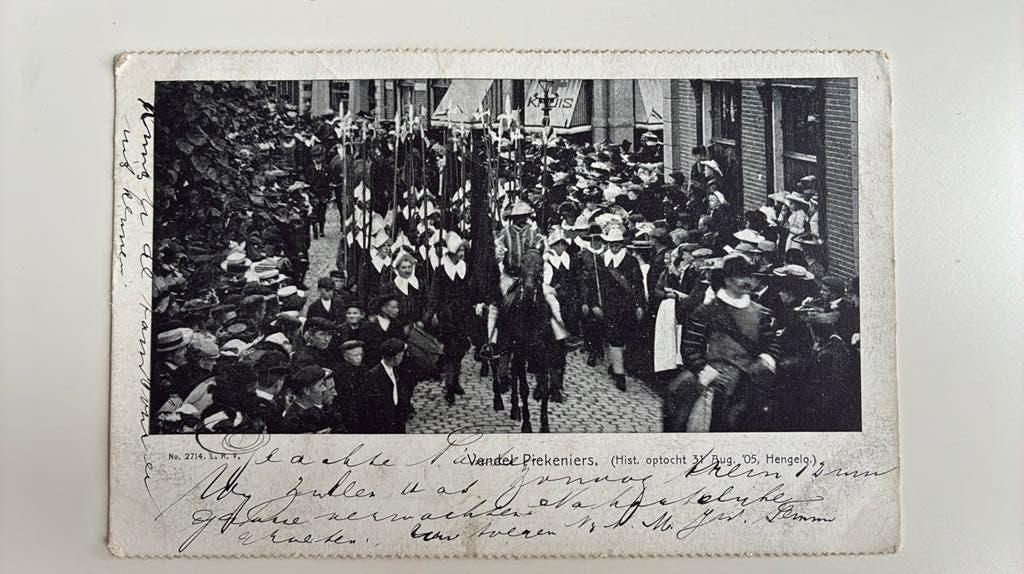 Hengelo 1905 historische optocht, Verzamelen, Ansichtkaarten | Nederland, Ophalen of Verzenden, Voor 1920, Gelopen, Overijssel