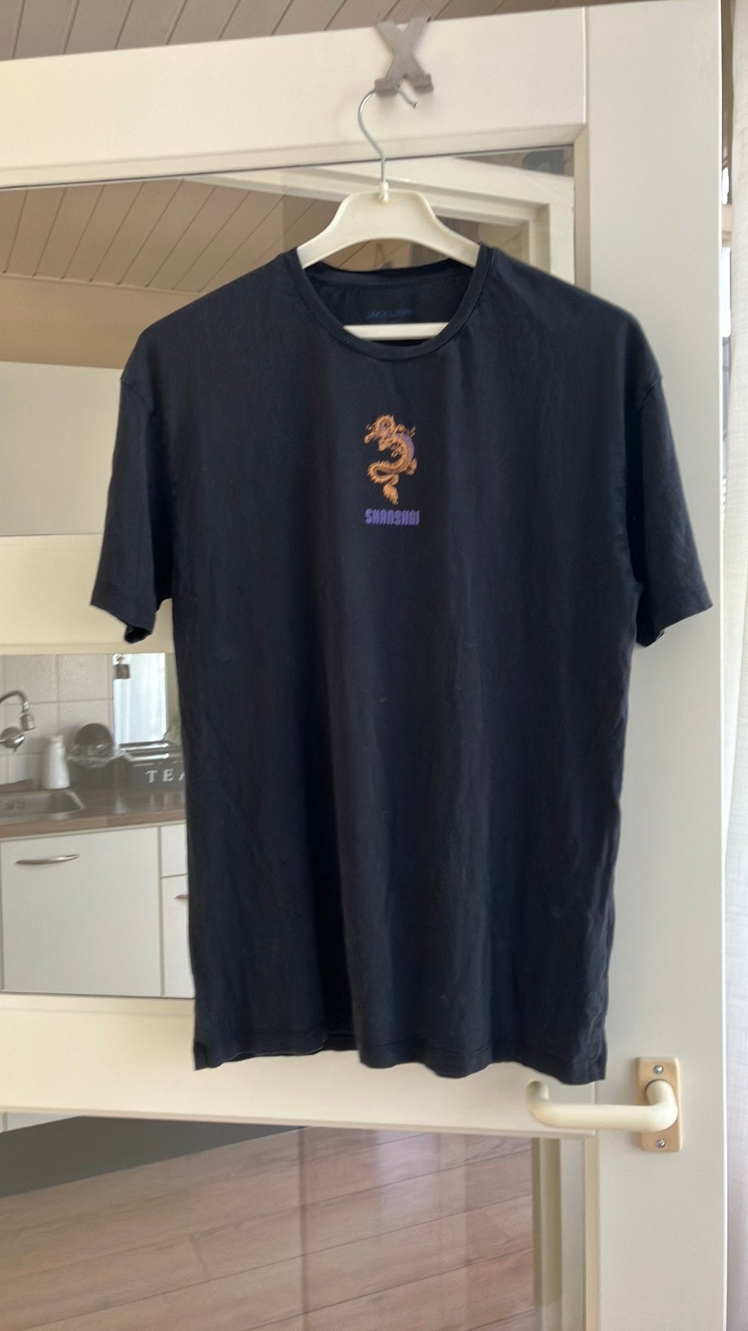 Jack&Jones zwart tshirt Shanshai achter ook draken mt M/L, Ophalen of Verzenden, Zo goed als nieuw, Zwart