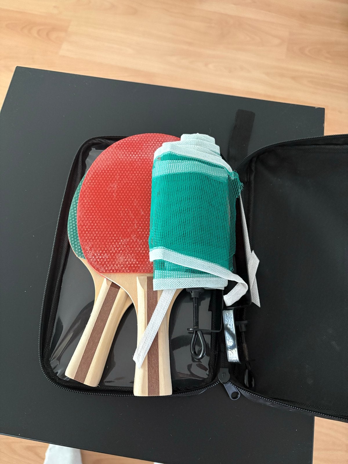 Tafeltennis set - 2 batjes, net, Sport en Fitness, Tafeltennis, Ophalen, Zo goed als nieuw, Net, Batje(s) of Balletje(s)