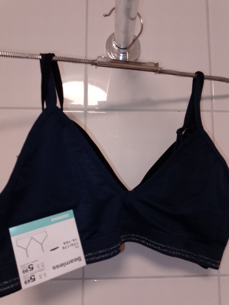 4x Zeeman naadloze bralettes zwart & blauw Maat 170-176, Zeeman, Ophalen of Verzenden, Meerkleurig, BH