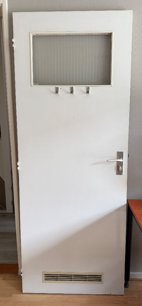 Binnendeur met glas en ventilatie rooster, Ophalen, Gebruikt, Minder dan 80 cm, Binnendeur