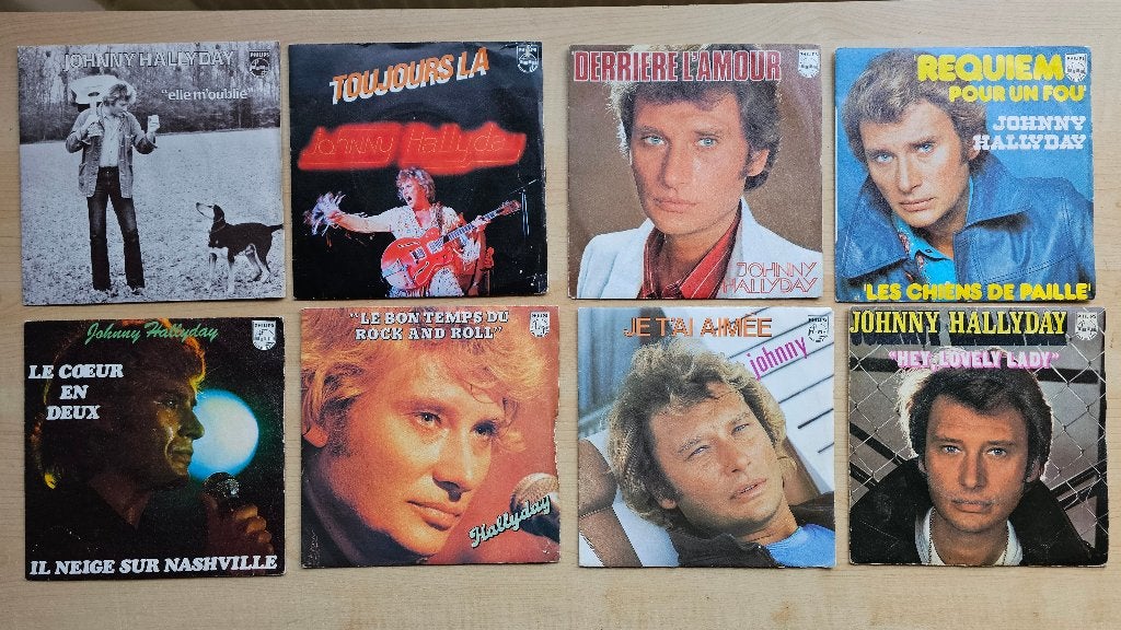 Partij singles van Johnny Hallyday, Gebruikt, Originele persing, 7 inch, Ophalen of Verzenden