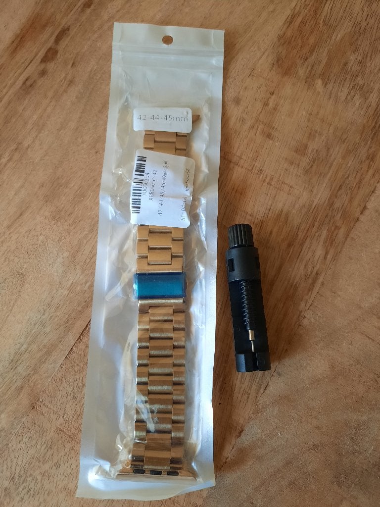Luxe Gouden Schakel Apple Watch (42/44/45/46/49mm) + Tool, Ophalen of Verzenden, Zo goed als nieuw, Zwart, IOS