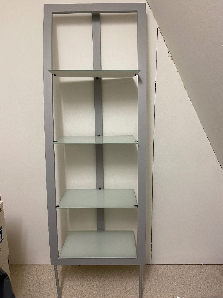 Wandkast metaal met glazen planken, Ophalen, Met plank(en), Gebruikt, Minder dan 150 cm