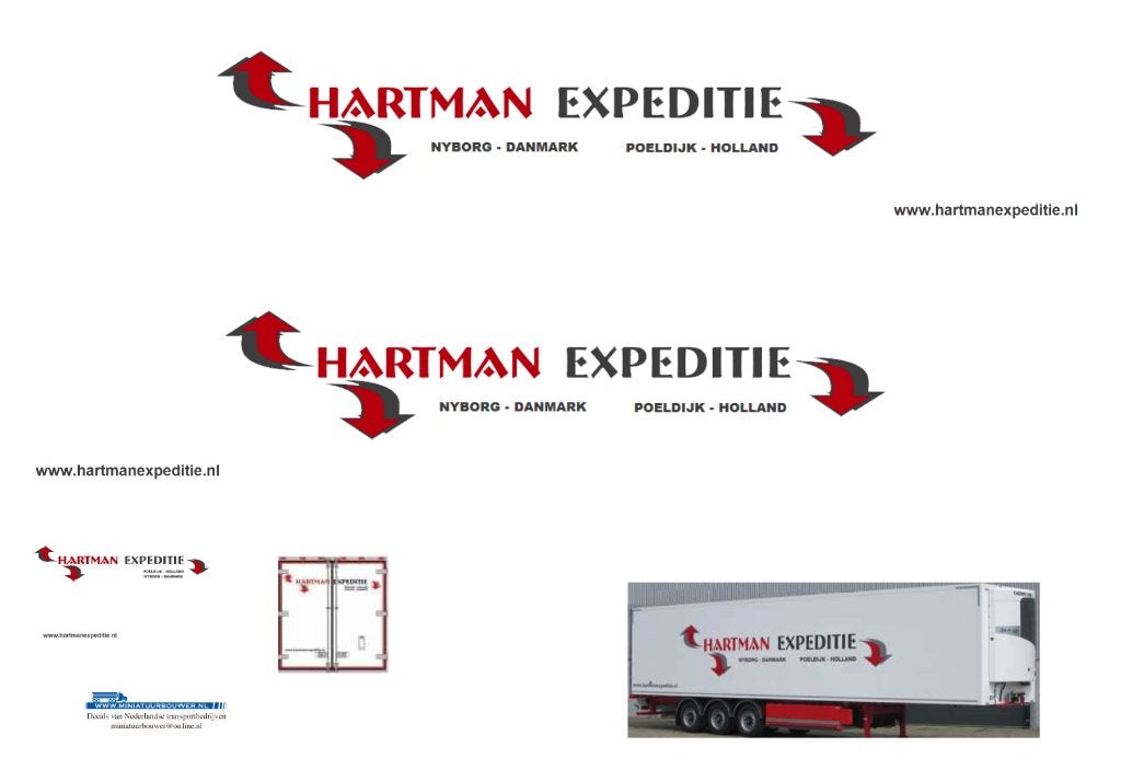 Vrachtauto decal 1:50 Hartman Expeditie Poeldijk ( trailer), Hobby en Vrije tijd, Verzenden, Nieuw, Bus of Vrachtwagen, Overige merken