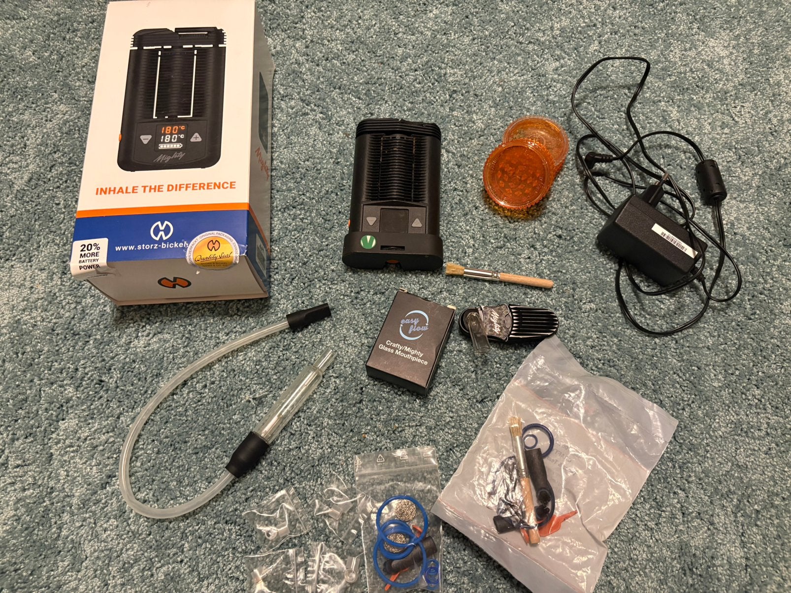 Storz & Bickel Mighty +20% accu + glazen mondstuk + bubbler, Ophalen of Verzenden, Zo goed als nieuw