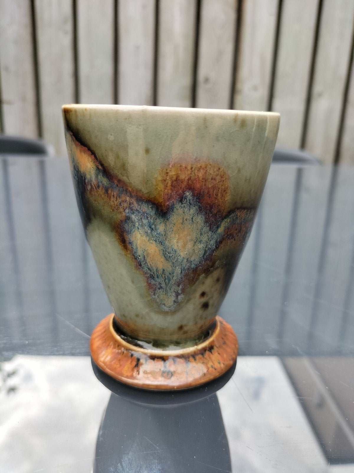 Unieke handgemaakte keramische beker - Raku stijl, Antiek en Kunst, Antiek | Keramiek en Aardewerk, Ophalen of Verzenden