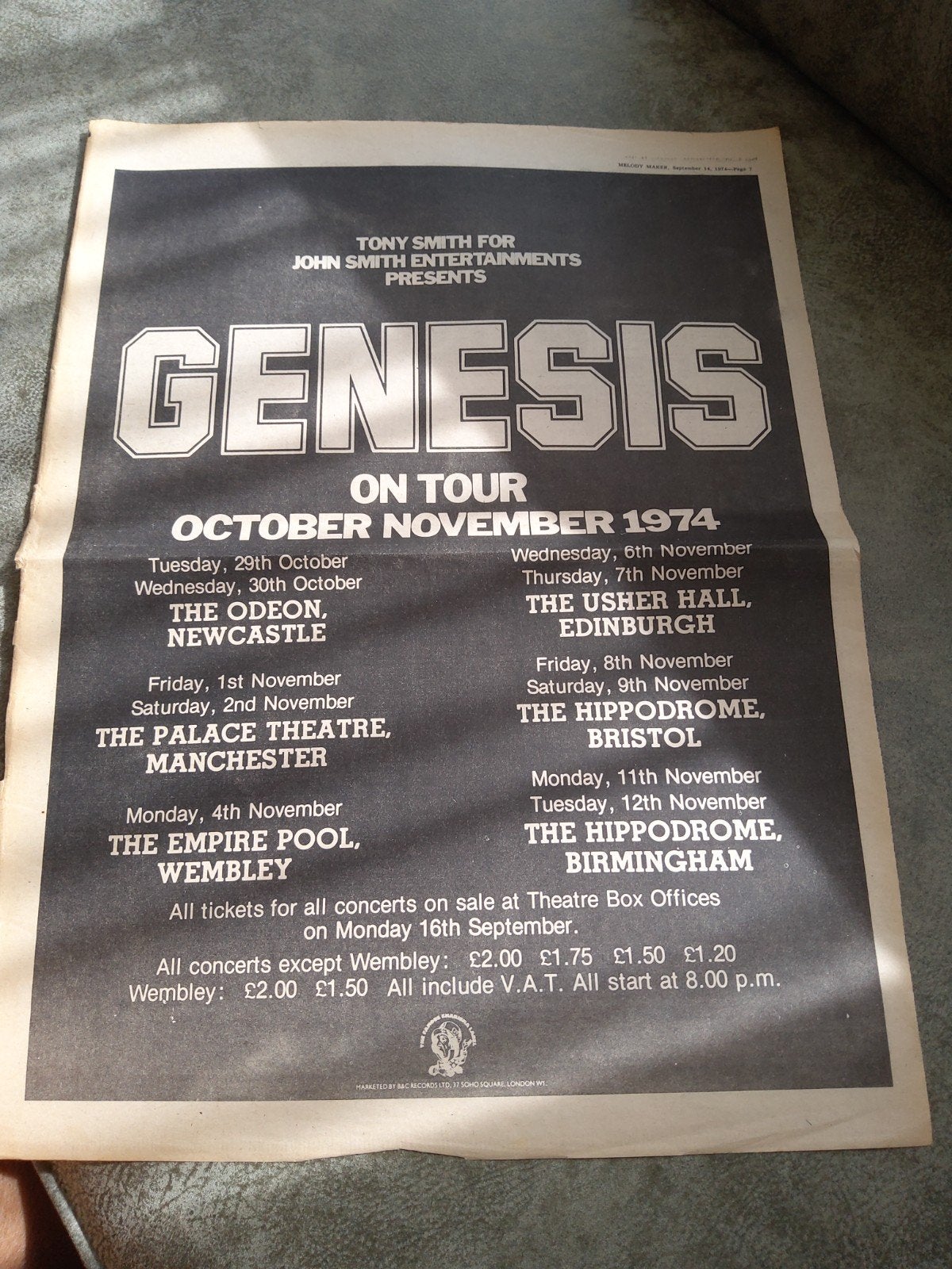 Genesis:   Promo  1974 tour, Ophalen of Verzenden