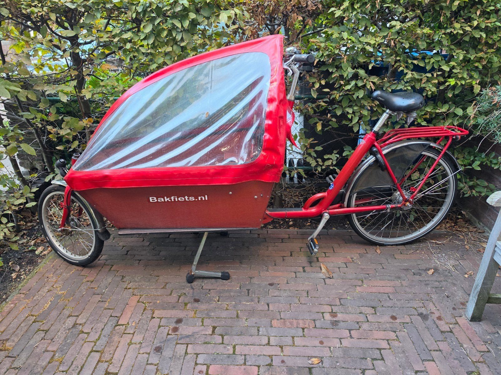 Bakfietsnl bakfiets long met 7 versnellingen met huif en reg, Ophalen, Gebruikt, Huif, 2 kinderen
