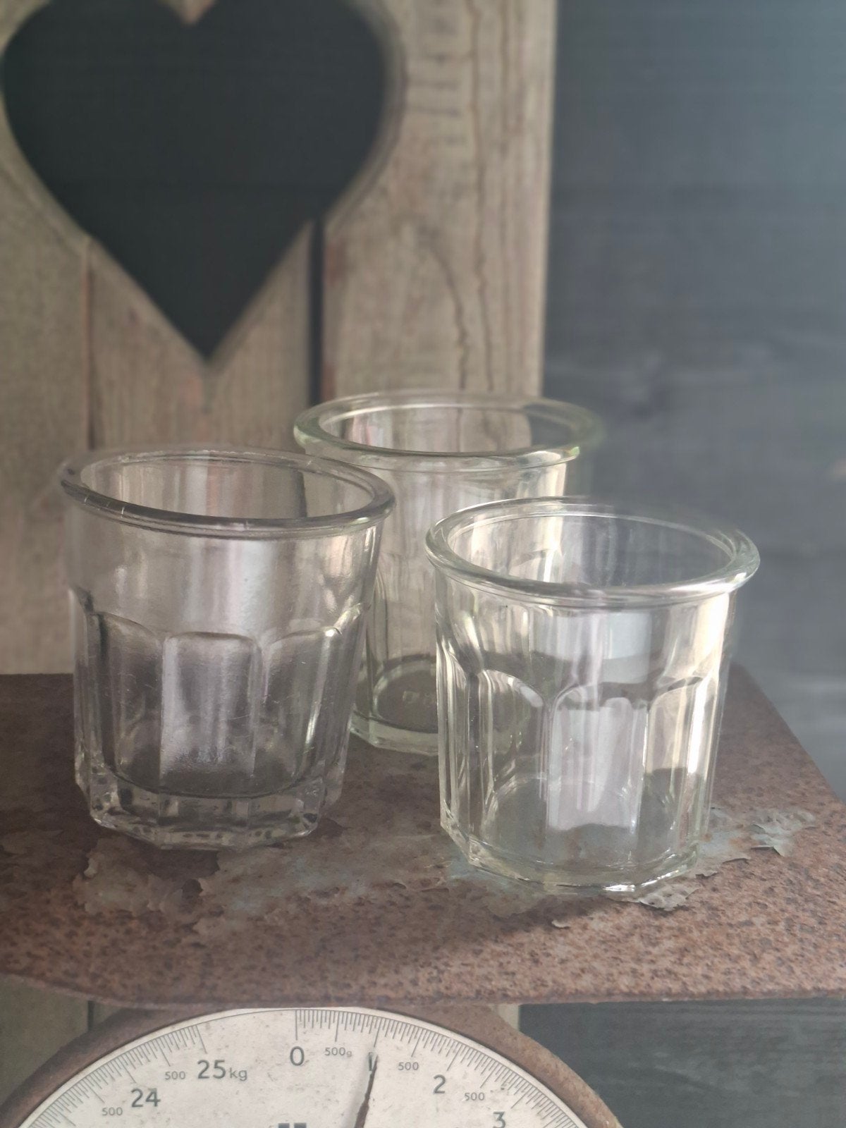 Set brocante Franse jampotten waxinelichthouders, Ophalen