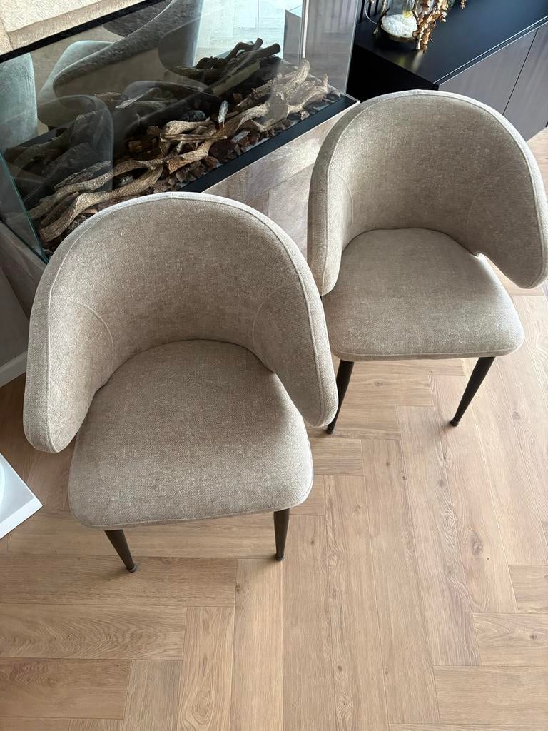2 Bouclé armstoelen crème - Zo goed als nieuw, Huis en Inrichting, Stoelen, Ophalen, Twee, Overige kleuren, Zo goed als nieuw