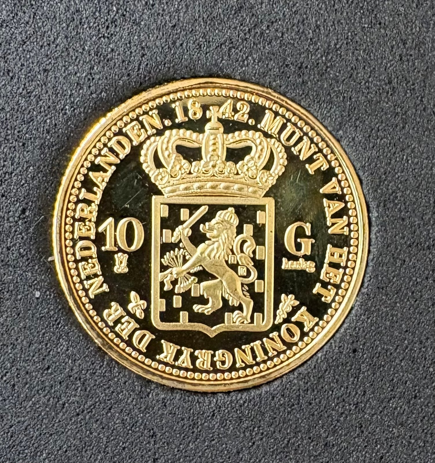 Officiële herslag massief vergulde munt, Postzegels en Munten, Ophalen of Verzenden, Nederland, Munten