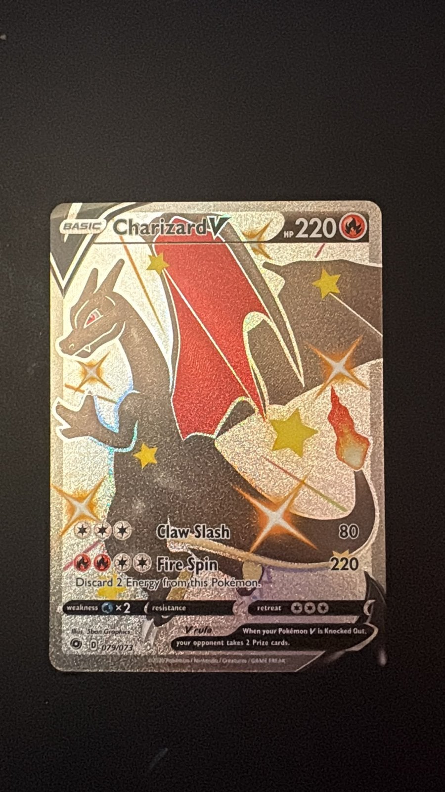 Charizard V Shiny Full Art Pokémon Kaart (SWSH261), Ophalen of Verzenden, Zo goed als nieuw, Losse kaart, Foil