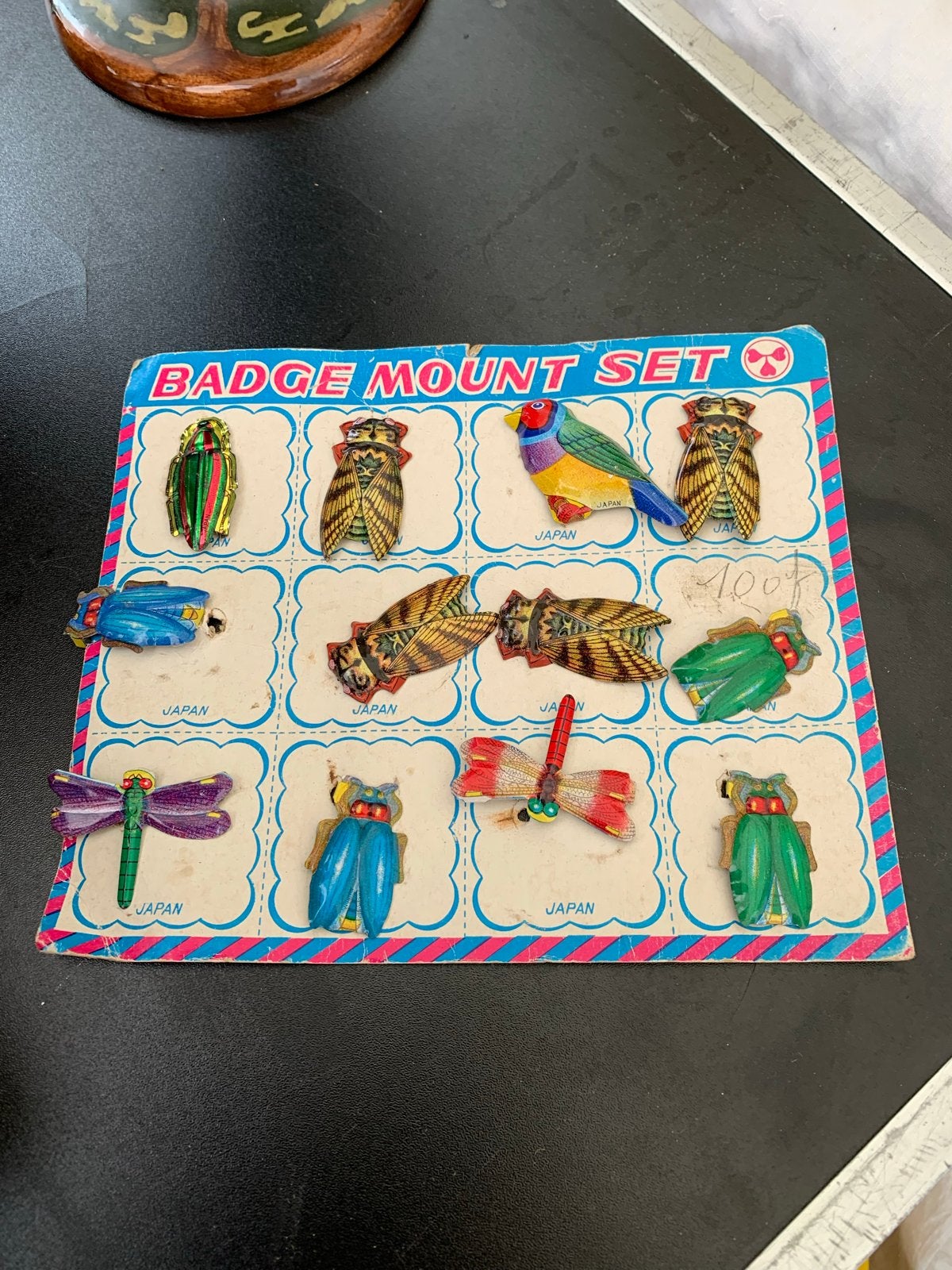 Vintage Blikken Speldjes Set - Insecten en Vogels uit Japan, Verzamelen, Speldjes, Pins en Buttons, Gebruikt, T, Ophalen of Verzenden