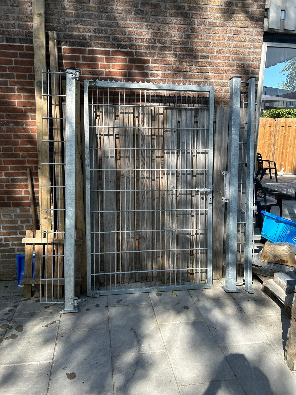 Gegalvaniseerd dubbelstaafmat 869 poort - 200x120 cm, Ophalen, Met poort, Nieuw, Dubbelstaafmat hekwerk