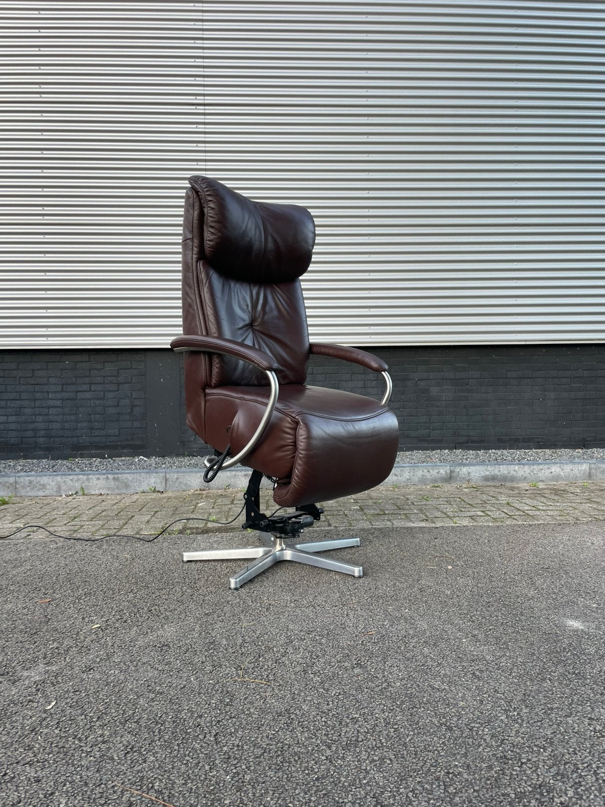 Bruine leren Himolla sta op stoel / relax fauteuil XL, Minder dan 75 cm, Ophalen of Verzenden, 50 tot 75 cm, A