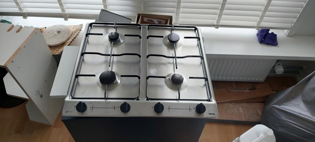 Nette Atag 4-pits inbouw gaskookplaat (L53cm x B59cm), Witgoed en Apparatuur, Kookplaten, Ophalen, Gebruikt, 4 kookzones, Inbouw