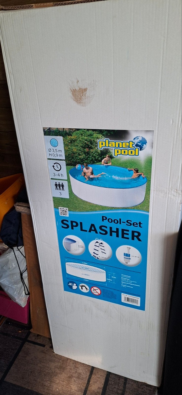 Splasher planet  pool rond 350 stalen wand zwembad met liner, 120 cm of meer, Rond, 300 cm of meer, Ophalen of Verzenden