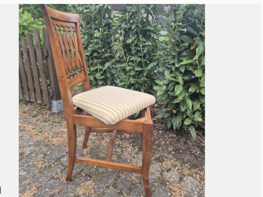 6 Kersenhouten eetkamerstoelen met sierlijke rugleuning, Huis en Inrichting, Ophalen, Gebruikt, Vijf, Zes of meer stoelen, Hout