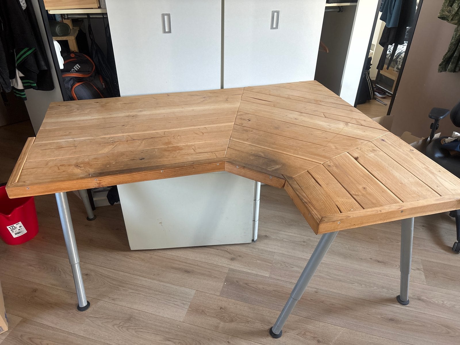 Houten hoekbureau 163x130x80 cm, Ophalen, Gebruikt, Hout, Hoekbureau