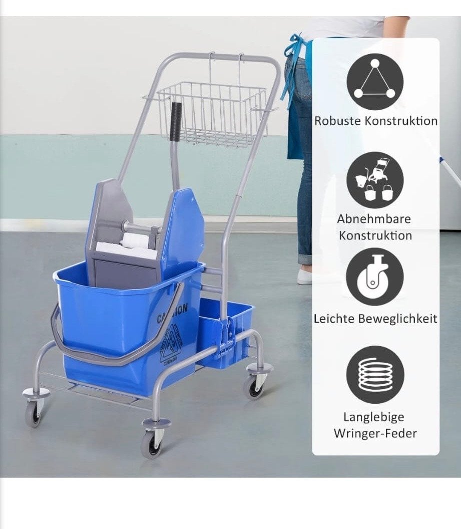Professionele Dweilemmer met Wringer en Wielen, Ophalen of Verzenden, Dweilemmer, -bak, of -wagen