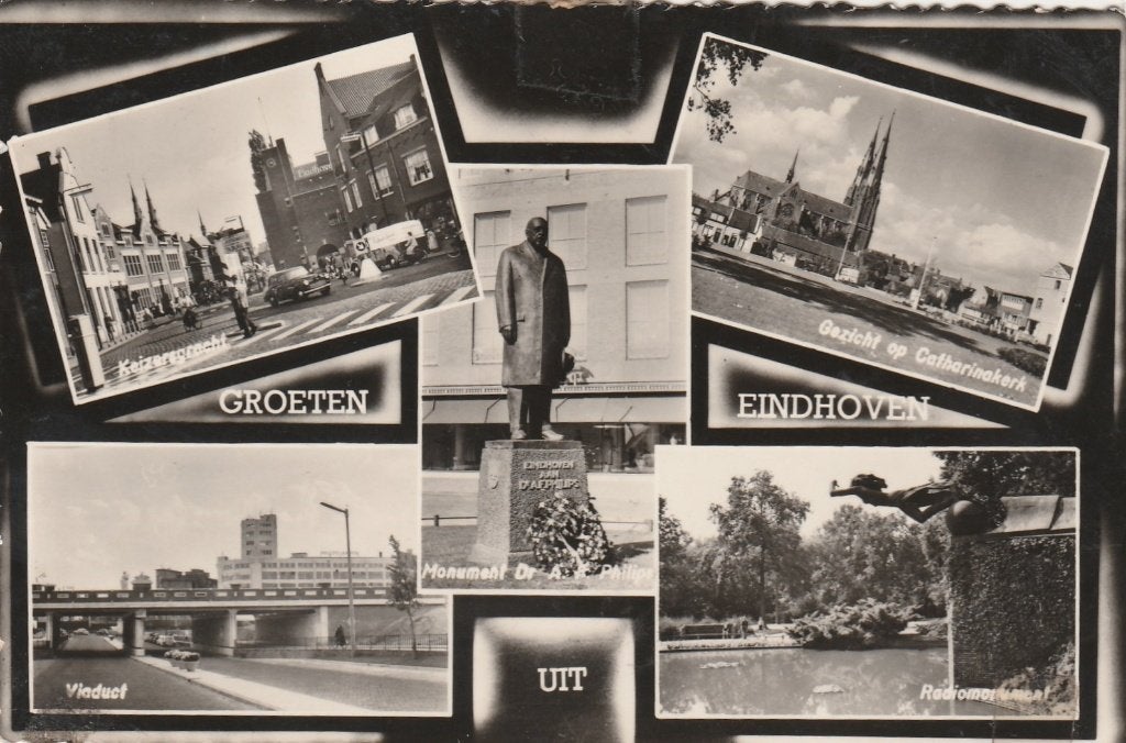 EINDHOVEN Keizersgracht Viaduct Philips Monument Kerk 1954, Verzamelen, Verzenden, 1940 tot 1960, Gelopen, Noord-Brabant