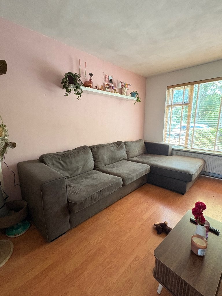 Gratis bank, Huis en Inrichting, Ophalen, Gebruikt, Hoekbank, 300 cm of meer