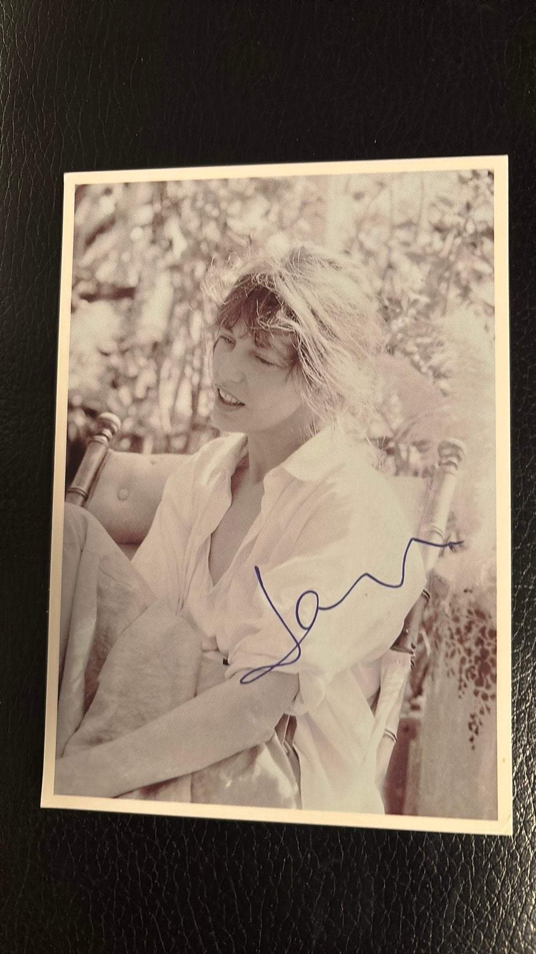 JANE BIRKIN Je t'aime moi non plus ECHTE handtekening, Verzenden, 1980 tot heden, Ongelopen, Sterren en Beroemdheden