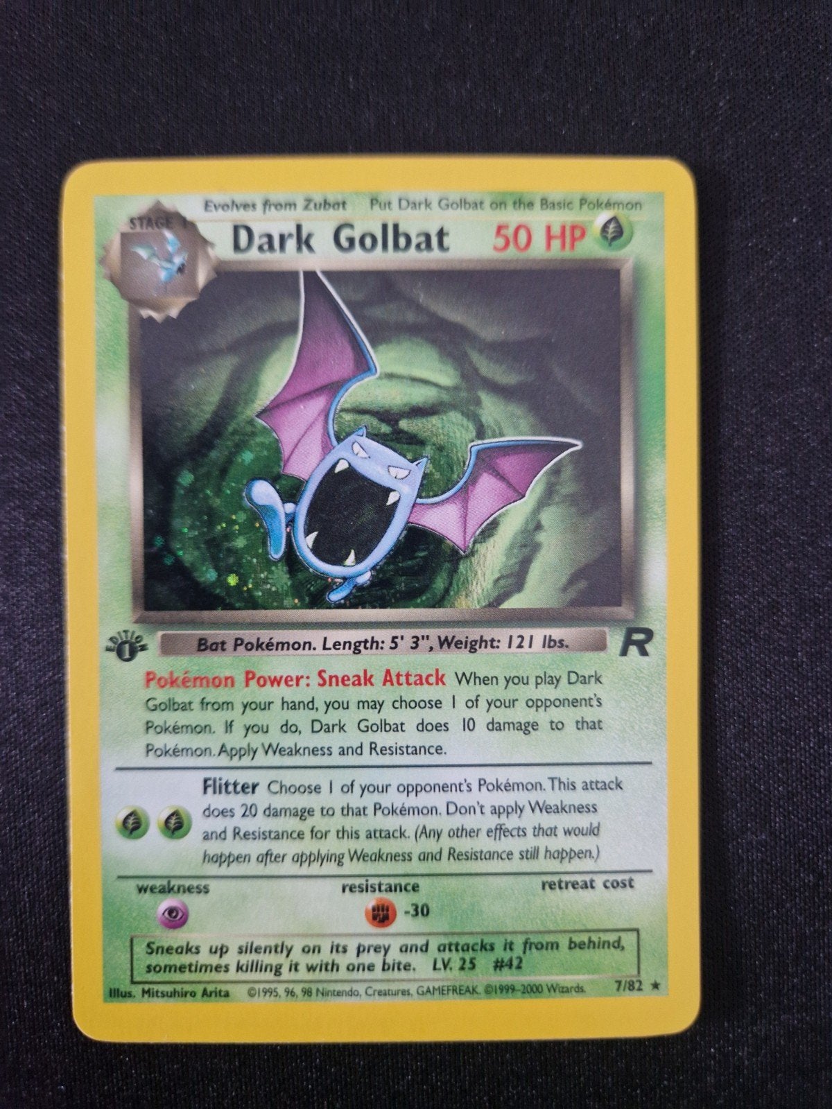 Team Rocket 1st edition HOLO Golbat. Pokémon Wotc collect, Ophalen of Verzenden, Zo goed als nieuw, Losse kaart, Foil