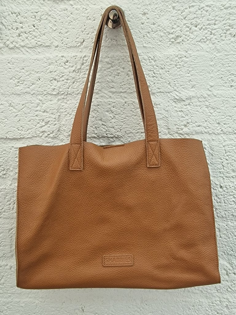 Shabbies Amsterdam leren shopper cognac bruin grote tas, Ophalen of Verzenden, Bruin, Shopper