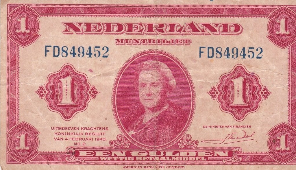 1 GULDEN 1943 WILHELMINA, Ophalen of Verzenden
