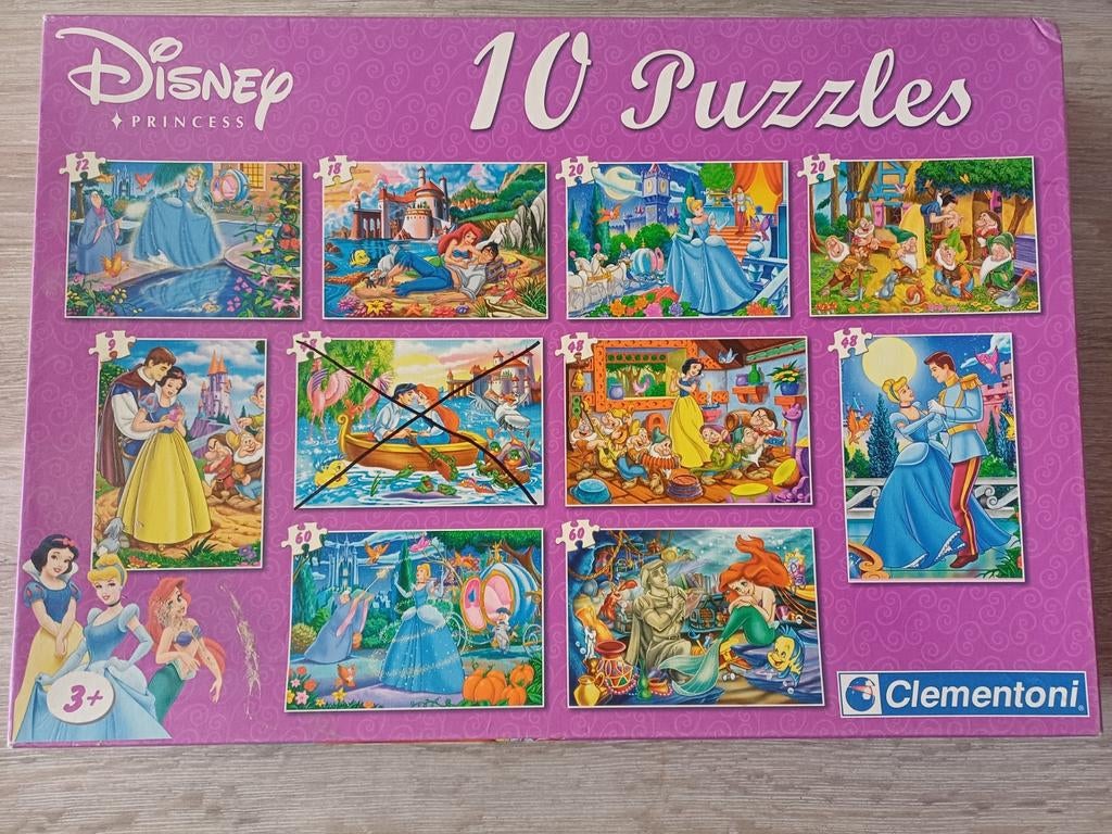 9 Disney Puzzels: Assepoester & De Kleine Zeemeermin, Ophalen of Verzenden, 10 tot 50 stukjes, Gebruikt