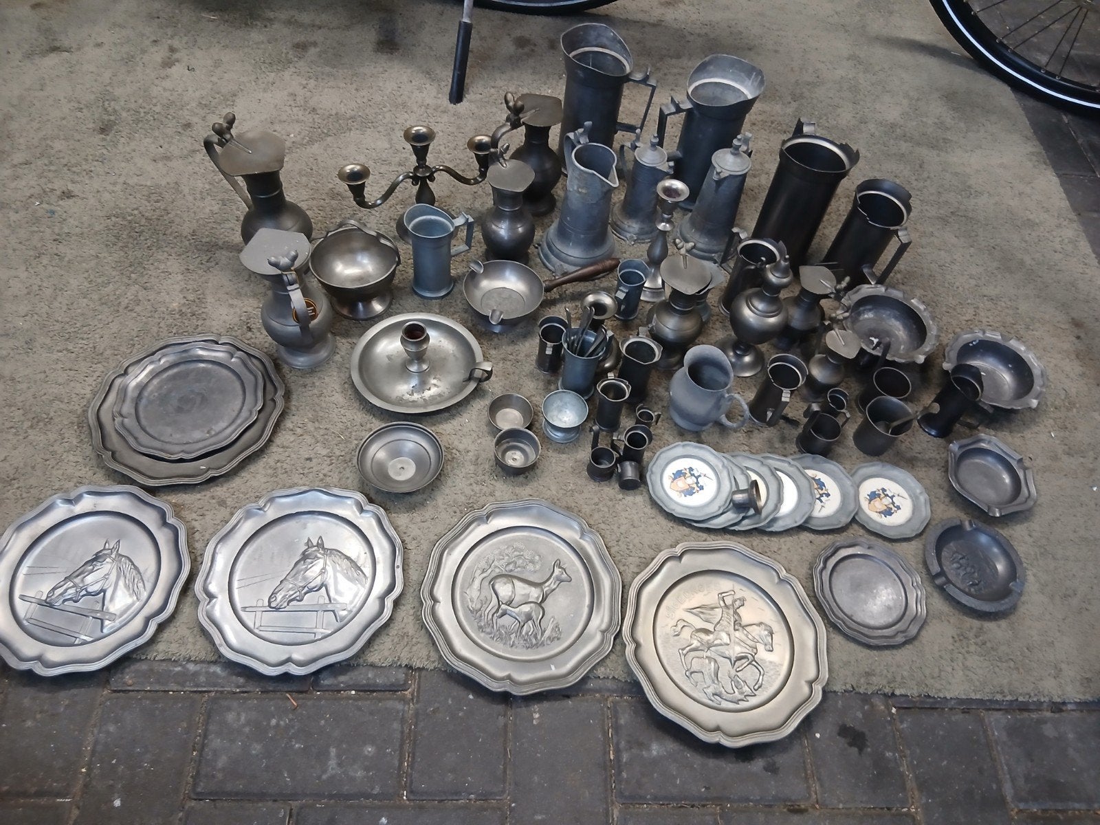 Grote collectie tinnen voorwerpen engeltjes tin, Ophalen of Verzenden