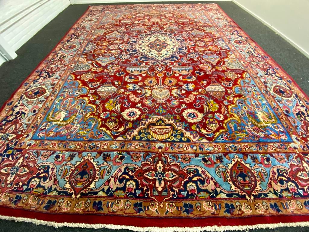 Mooi origineel handgeknoopt perzisch kashmar tapijt, Gebruikt, ., 200 cm of meer, Ophalen of Verzenden