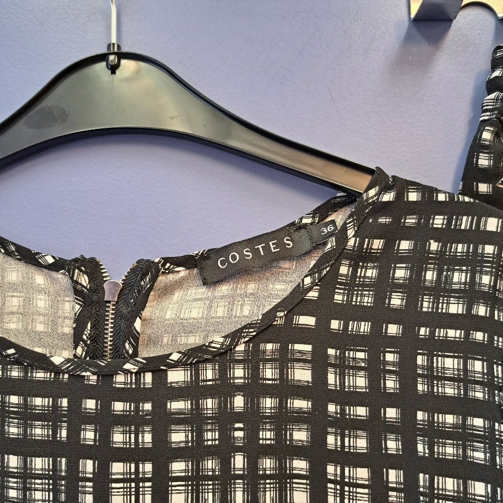 Costes set: casual broek + shirt. zwart/wit geruit S 42887, Kostuum of Pak, Costes, ., Zwart