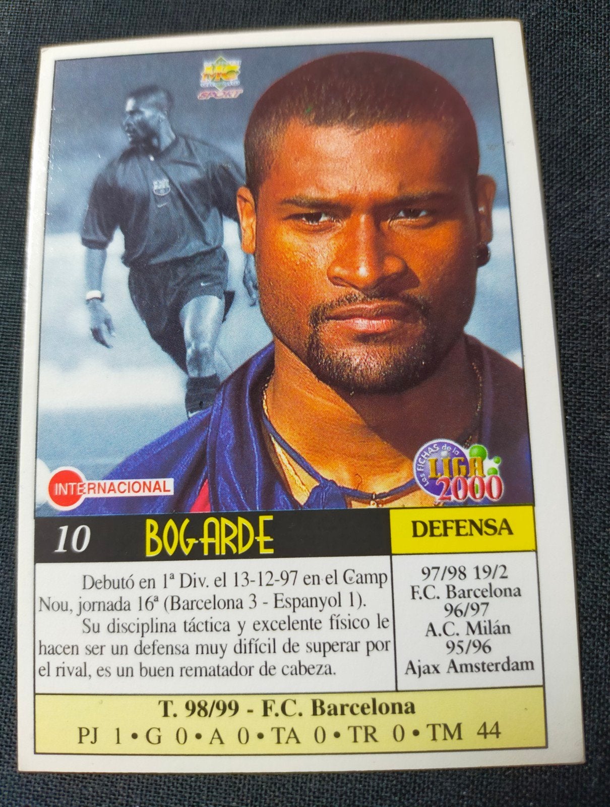 Winston Bogarde Spelerskaart FC Barcelona (1998-1999), Verzamelen, Ophalen of Verzenden