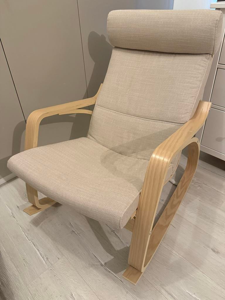 IKEA Poäng Schommelstoel - Beige met Houten Frame, Huis en Inrichting, Stoelen, Ophalen, Overige kleuren, Zo goed als nieuw, Eén